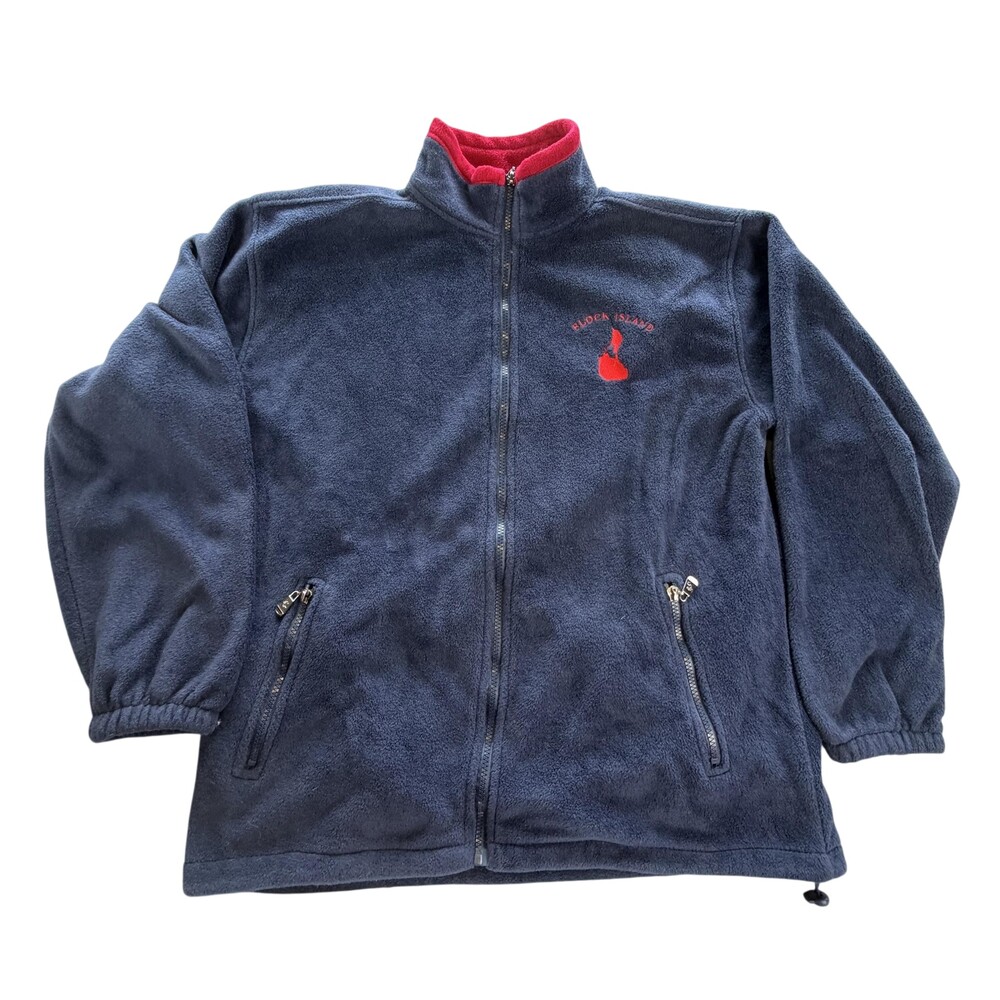 Tikudo Jacket Mens Medium Blue Fleece Full Zip Block Island Logo Warm Outdoor